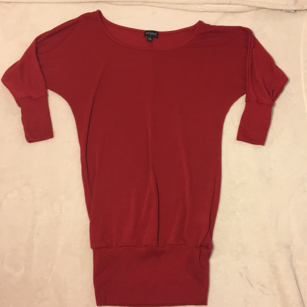 Cherry Red Long sleeve Midi Dress